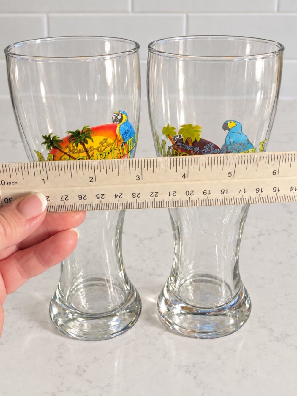Jimmy Buffett Margaritaville Pilsner Glasses Glendale & Las Vegas Set of 2